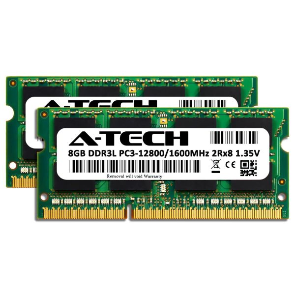 A-Tech 16GB (2x8GB) DDR3 / DDR3L 1600MHz SODIMM PC3L-12800 2Rx8 1.35V CL11 Non-ECC Unbuffered 204-Pin SO-DIMM Notebook Laptop RAM Memory Upgrade Kit
