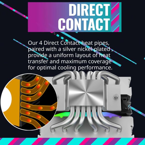 Cooler Master Hyper 620S Dual Tower CPU Air Cooler, ARGB Sync, 120mm PWM Fan, 6 Copper Direct Contact Heat Pipes, 154.9mm Tall, Brackets AMD Ryzen AM5/AM4, Intel LGA1700/1200 (RR-D6NA-17PA-R1)