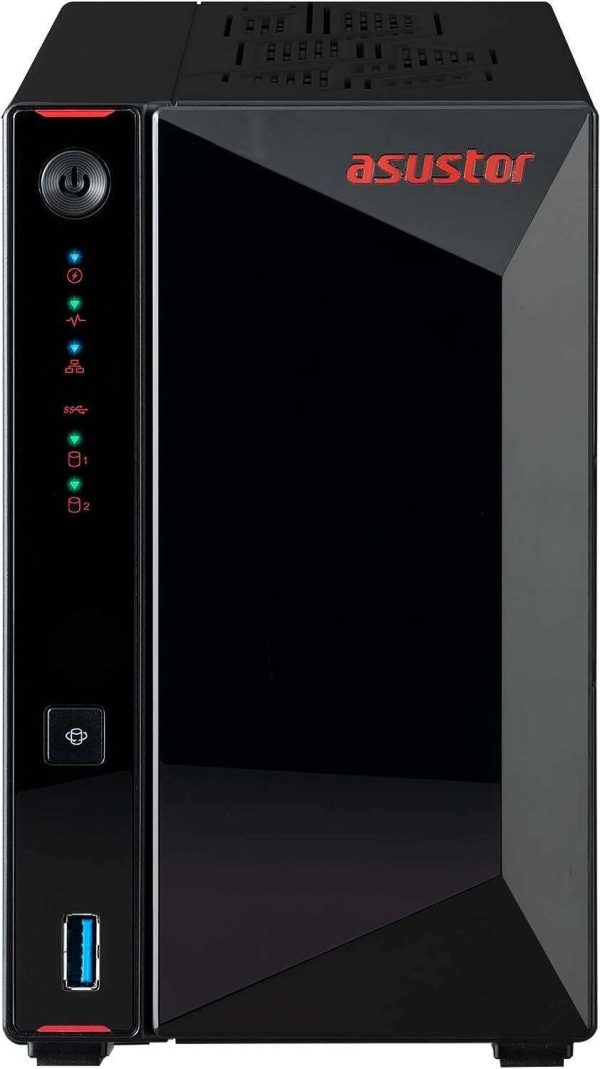 Asustor AS5402T 2 Bay NAS Storage, Quad-Core 2.0GHz CPU, 4xM.2 NVMe SSD Slots, 2x2.5GbE Ports, 4GB DDR4 RAM, Gaming Network Attached Storage, Home Personal Cloud Storage (Diskless)