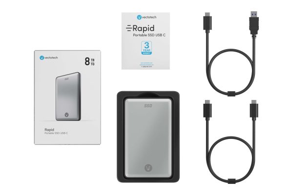 VectoTech Rapid 8TB External SSD USB-C Portable Solid State Drive (USB 3.1 Gen 2)