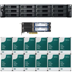 Synology RS2423+ 12-Bay NAS with 8GB RAM and 48TB (12 x 4TB) of Synology Plus Series Drives and 1.6TB (2 x 800GB) Cache Fully Assembled and Tested By CustomTechSales - 8GB,144TB (12 x 12TB)