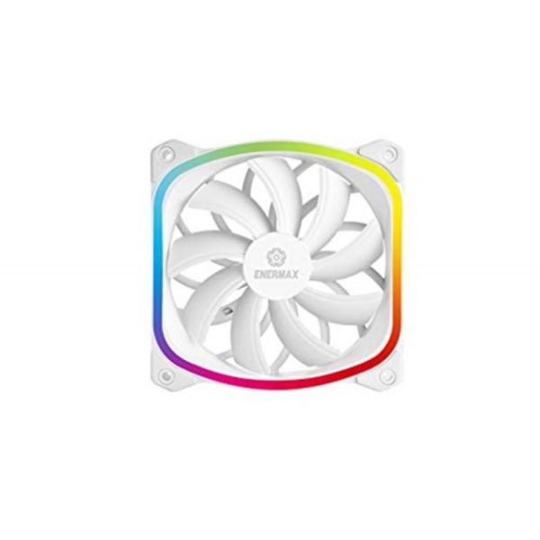 Enermax Squa RGB PWM 120mm Case Fan, Addressable RGB Sync Via Motherboard, Single Pack- White; UCSQARGB12P-W-SG