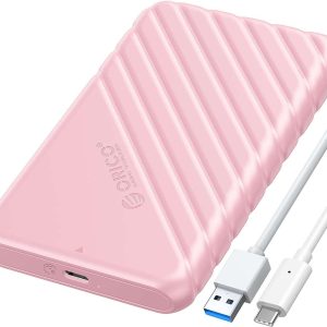 ORICO 2.5 inch External Hard Drive Enclosure USB3.0 to SATAIII 5Gbps HDD SSD Storage Case for 7mm 9.5mm SATA HDD SSD Max 6TB Support UASP protocols and TRIM - Pink,USB Type C,1 Pack