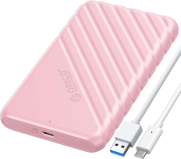 ORICO 2.5 inch External Hard Drive Enclosure USB3.0 to SATAIII 5Gbps HDD SSD Storage Case for 7mm 9.5mm SATA HDD SSD Max 6TB Support UASP protocols and TRIM - Pink,USB Type C,1 Pack