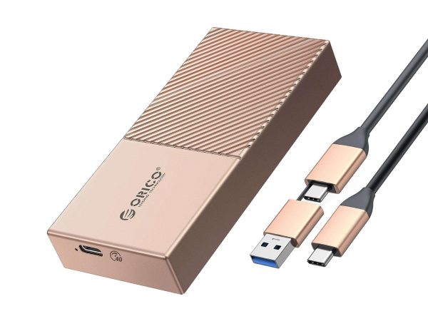 ORICO M.2 NVMe SSD Enclosure 40Gbps PCIe3.0x4 USB Type-C Aluminum Adapter, NVMe 2280 M-Key(B+M Key) External Solid State Drive Case,Compatible with Thunderbolt 3/4 USB3.2/3.1/3.0/Type C - Rose Gold,M.2 NVME SSD,USB 4 (40Gbps)