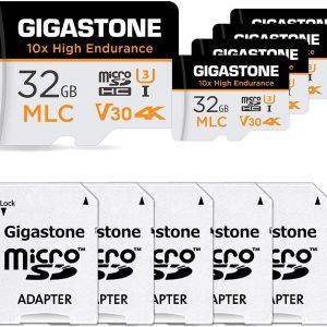 [10x High Endurance] Gigastone Industrial 8GB MLC Micro SD Card, Full HD Video Recording, Security Cam, Dash Cam, Surveillance Compatible 85MB/s, U1 C10, with Adapter [5-Yrs Free Data Recovery] - 160GB (32GB x 5),5-Pack