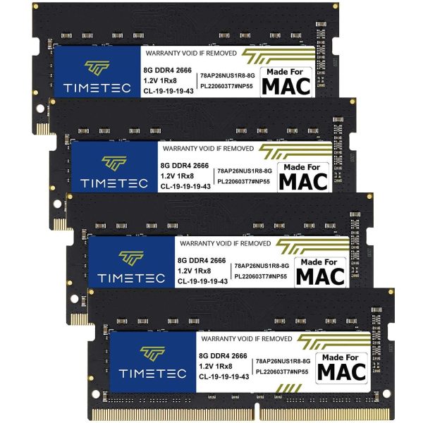 Timetec Hynix IC 32GB KIT(2x16GB) Compatible for Apple 2019 iMac 27-inch w/Retina 5K Display, Late 2018 Mac Mini DDR4 2666MHz PC4-21300 2Rx8 CL19 1.2V SODIMM Memory RAM Upgrade (32GB KIT(2x16GB)) - 32GB (4 x 8GB)
