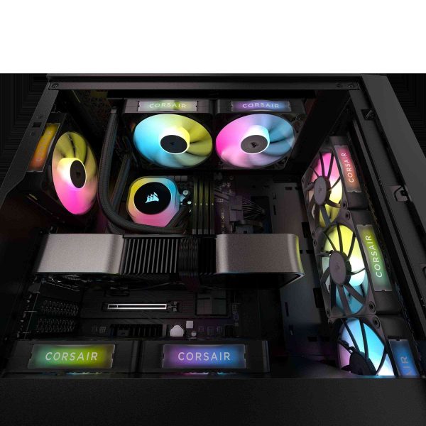 CORSAIR iCUE Link RX120 RGB 120mm PWM Fans with iCUE Link System Hub - Magnetic Dome Bearing - Triple Pack - Black
