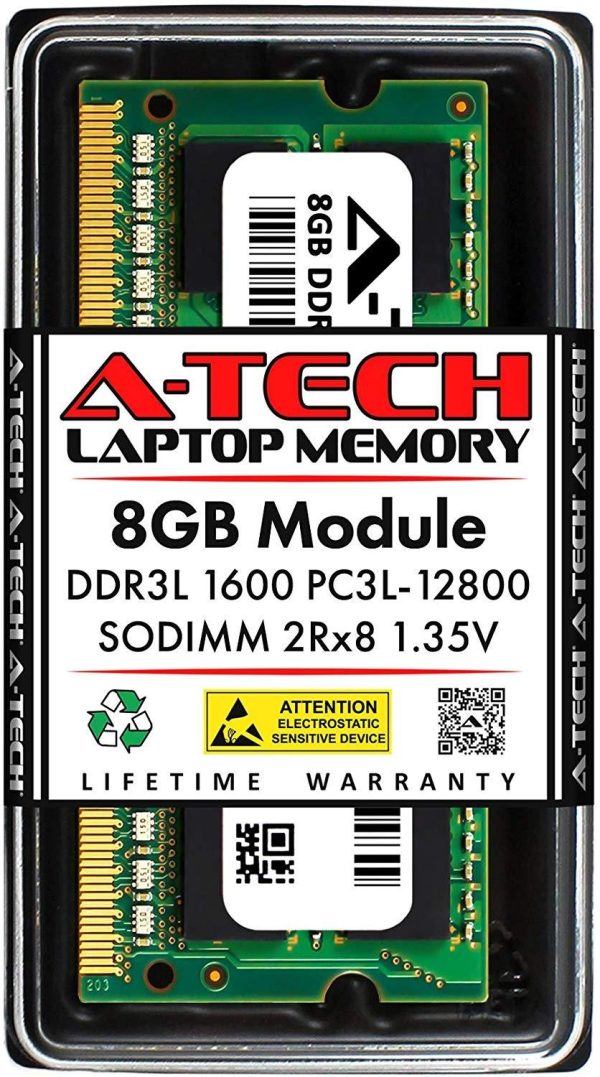 A-Tech 16GB (2x8GB) DDR3 / DDR3L 1600MHz SODIMM PC3L-12800 2Rx8 1.35V CL11 Non-ECC Unbuffered 204-Pin SO-DIMM Notebook Laptop RAM Memory Upgrade Kit - 8GB,DDR3L 1600 (PC3L 12800),11