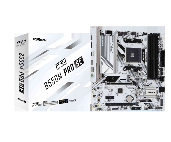 ASRock B550M Pro SE AM4 DDR4 SATA 6Gb/s 1 PCIe 4.0 x16 Micro ATX Motherboard