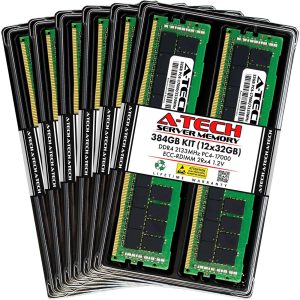 8GB RAM for Dell PowerEdge R430, R530, R630, R630 XL, R730, R730 XL, R730xd, R730xd XL, R830, R930 | 13th Gen. Rack Servers | DDR4 2400MHz ECC RDIMM PC4-19200 1Rx4 Registered Server Memory Module - 384GB (12 x 32GB),DDR4 2133 (PC4 17000)