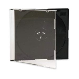 Slim 5.2mm Jewel Case Thin Clear Single CD DVD Disc Storage w/Built-in Black Tray (100 Pack) - 50