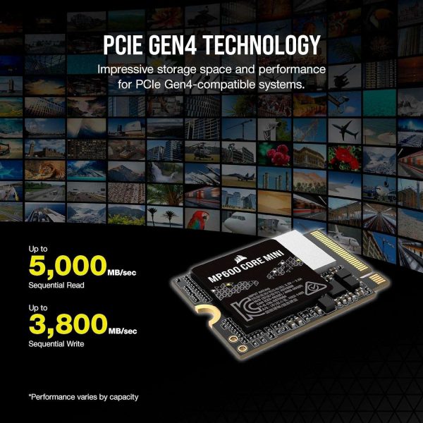 Corsair MP600 CORE Mini 1TB M.2 NVMe PCIe x4 Gen4 2 SSD – M.2 2230 – Up to 5,000MB/sec Sequential Read  QLC NAND – Great for Steam Deck, ASUS ROG Ally, Microsoft Surface Pro .CSSD-F1000GBMP600CM