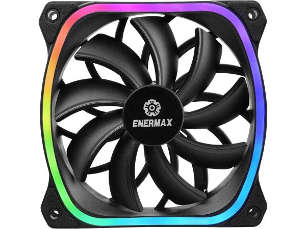 Enermax Squa RGB PWM 120mm Case Fan, Addressable RGB Sync Via Motherboard, Single Pack- White; UCSQARGB12P-W-SG - Black