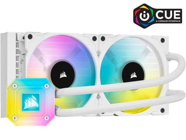 CORSAIR iCUE H100i ELITE CAPELLIX Liquid Cooling System - 2 Fan Slots (120 mm),Elite Capellix Series,RGB Pump + Fans White