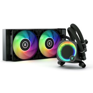 EK Nucleus AIO CR240 Lux D-RGB 240mm AIO Liquid CPU Cooler with EK FPT 120mm Fans - Compatible with latest Intel and AMD CPU sockets - LGA 1700 and AM5