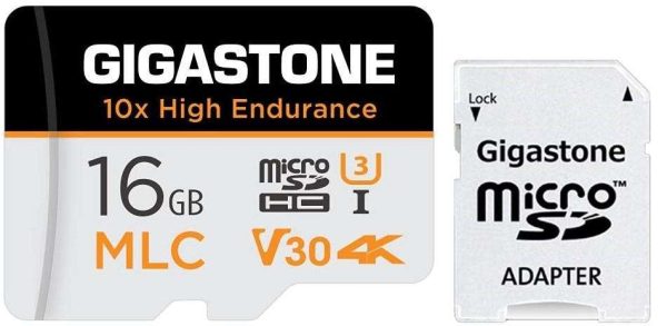 [10x High Endurance] Gigastone Industrial 8GB MLC Micro SD Card, Full HD Video Recording, Security Cam, Dash Cam, Surveillance Compatible 85MB/s, U1 C10, with Adapter [5-Yrs Free Data Recovery] - 16GB,1-Pack