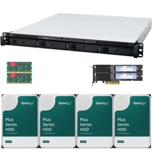 Synology RS822+ AMD Ryzen V1500B 4-Bay NAS 2GB RAM, 1.6TB (2x800GB) Cache, 16TB (4 x 4TB) of Synology Plus NAS Drives Fully Assembled and Tested By CustomTechSales - 16GB,16TB (4 x 4TB)