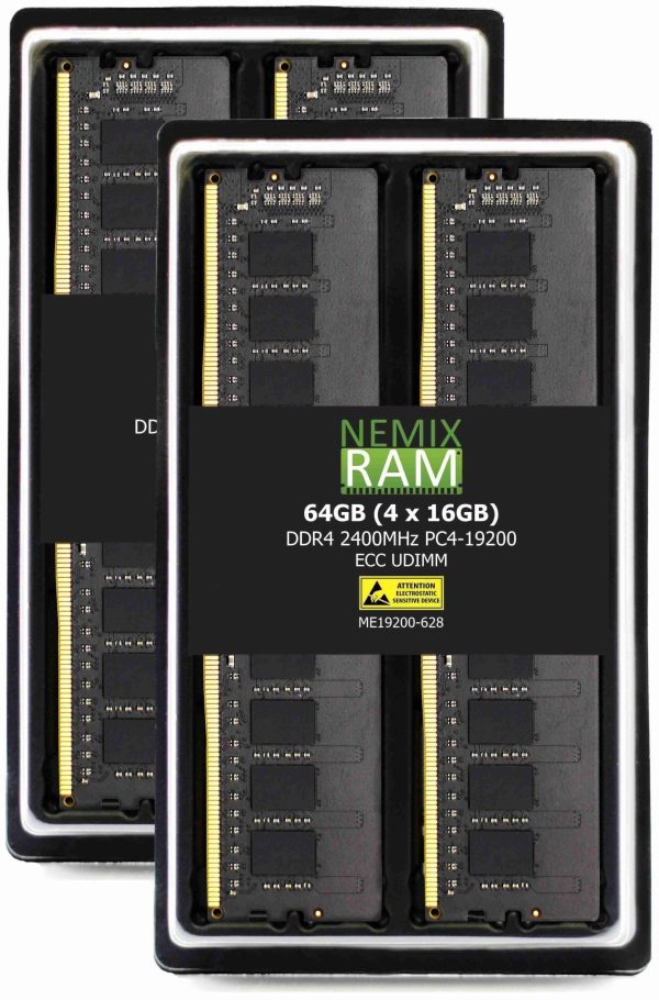 NEMIX RAM 32GB 2x16GB DDR4-2400 PC4-19200 2Rx8 ECC Unbuffered Memory - 64GB (4 x 16GB)