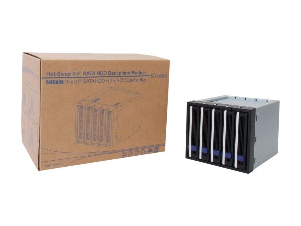 FatCage MB155SP-B 5x3.5" in 3x5.25" Hot Swap SATA HDD Cage