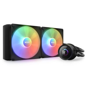 NZXT Kraken RGB 240mm - RL-KR240-W1- AIO RGB CPU Liquid Cooler - LCD Display - 2 x F120RGB Core Fans Radiator Fans White LGA 1700 / AM5 Compatible - 2 Fan Slots (140 mm),Black