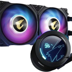aorus waterforce x 360 aio liquid cpu cooler, 360mm radiator with 3x 120mm argb fans, adjustable circular lcd display with micro sd support and rgb fusion 2.0, gp-aorus waterforce x 360 - 2 Fan Slots (120 mm)