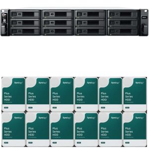 Synology RS2423+ 12-Bay NAS with 8GB RAM and 48TB (12 x 4TB) of Synology Plus Series Drives Fully Assembled and Tested By CustomTechSales - 8GB,96TB (12 x 8TB)