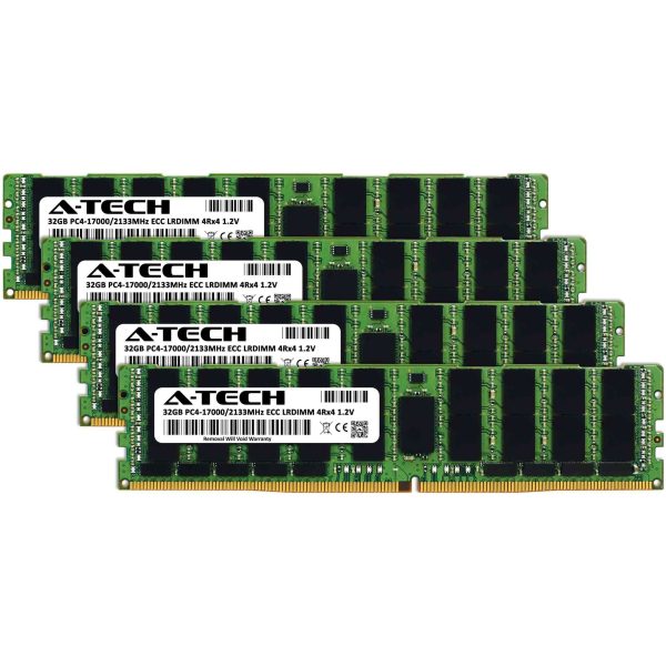 A-Tech 128GB (4x32GB) 4Rx4 PC4-17000 DDR4 2133 MHz ECC LRDIMM Load Reduced DIMM 288-Pin 4DRx4 Quad Rank x4 Server RAM Memory Upgrade Kit