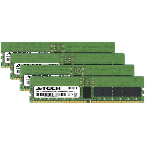 128GB (4x32GB) RAM for Dell PowerEdge T560, R660, R660xs, R6615, R6625, R760, R760xa, R760xd2, R760xs, R7615, R7625, R860, R960 | DDR5 4800MHz EC8 RDIMM PC5-38400 2Rx8 ECC Registered Server Memory Kit