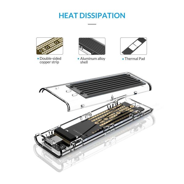ORICO PSSD 1TB M.2 NVME 2280 SSD With ORICO Transparent SSD Enclosure M Key USB3.1 Gen2 10Gbps,  Replace for 1TB M.2 NVME Portable SSD