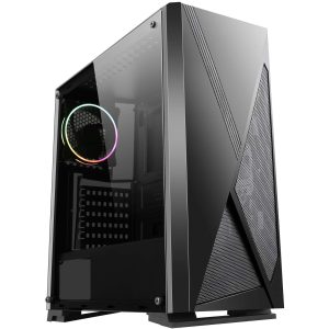 DIYPC ATX Mid Tower White - Black / Tempered Glass Window