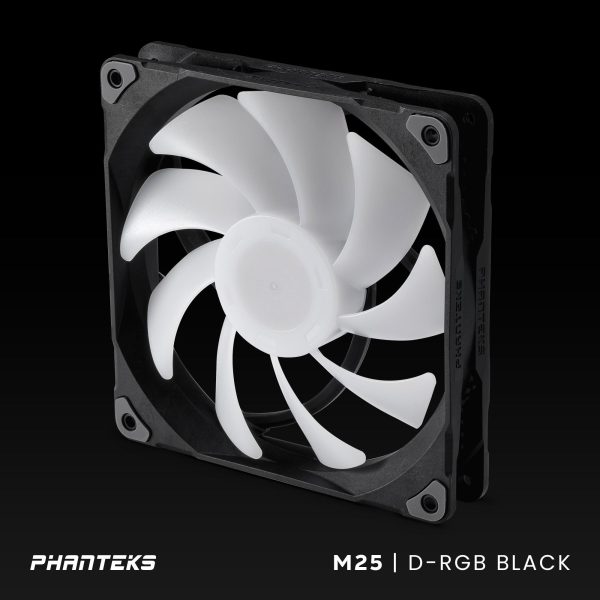 Phanteks M25-140 D-RGB fan, High-Airflow radiator performance, PWM control up to 1800RPM, ARGB/DRGB lighting, Daisy-Chain cable, Black ,3 Pack