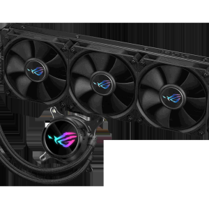 ASUS ROG Strix LC III 360 ARGB all-in-one CPU liquid cooler with 360° rotatable water block, Asetek’s new Gen7 v2 pump, premium ROG ARGB fans, and 10+ custom Aura lighting effects - 3 Fan Slots (120 mm),Black,ROG STRIX LC III 360