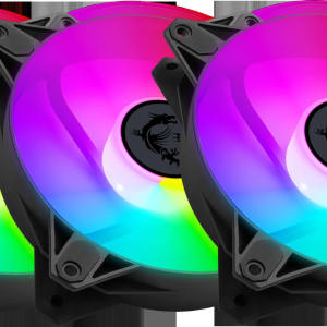 MSI MPG F120 ARGB-3B 120mm PWM Addressable RGB LED Case Fan Black - Anti-Vibration Fan Gasket - Hydraulic Bearing  - 600 ~ 1200 RPM - 3 Packs