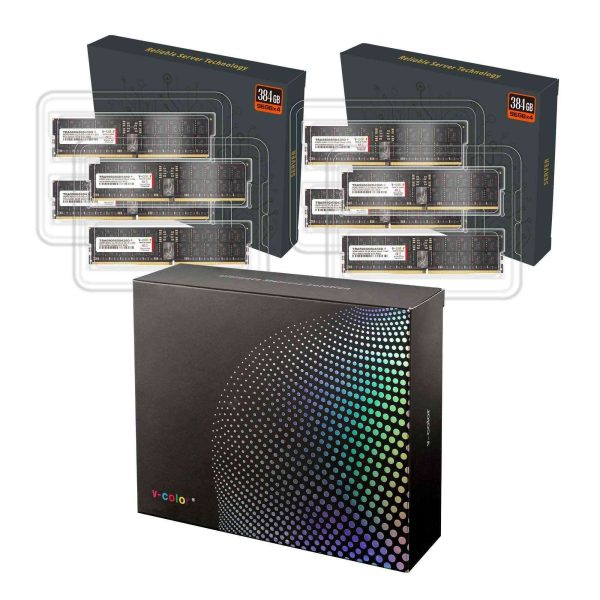 V-COLOR DDR5 768GB (96GBx8) 6000MHz CL36 6Gx4 2Rx4 OC R-DIMM (Overclocking ECC Registered DIMM) 1.25V Memory Ram for WRX90 Workstation (AMD EXPO) (TRA596G60D436O)