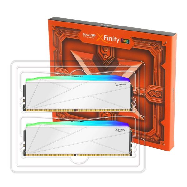 V-COLOR Manta XFinity RGB DDR5 32GB (16GBx2) 7800MHz CL38 1.45V RGB Gaming Desktop Upgrade RAM U-DIMM Memory Module SK Hynix IC - WHITE (TMXFL1678838WWK)