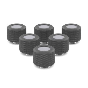 PrimoChill 12mm OD Rigid SX Fitting - 6 Pack - TX Matte Gun Metal