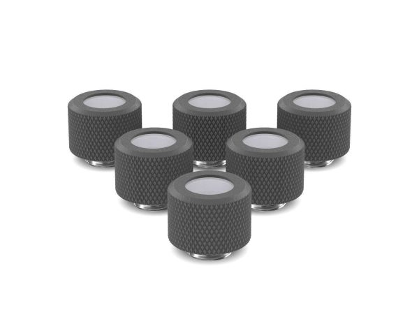 PrimoChill 12mm OD Rigid SX Fitting - 6 Pack - TX Matte Gun Metal
