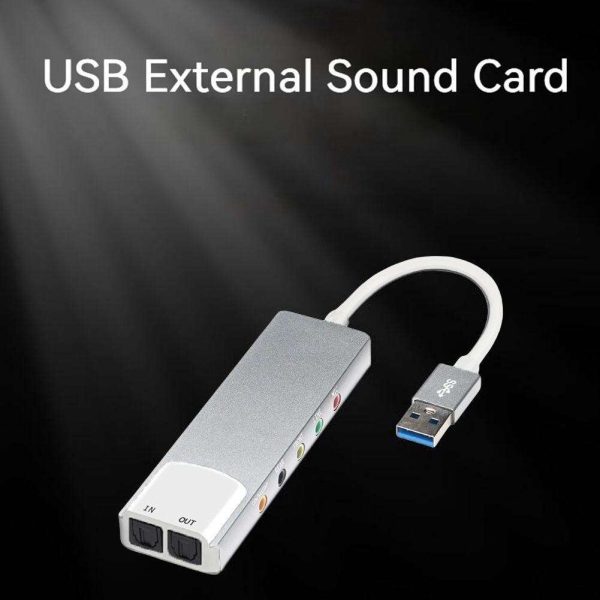 Weastlinks External Audio Converter Aluminium Alloy USB Audio Adapter 7.1 5.1 Channel External Audio Card SPDIF Optical for Laptop Desktop - Sound Blaster AE-9