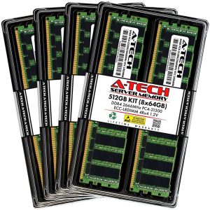 A-Tech 64GB 4Rx4 PC4-21300L DDR4 2666 MHz ECC LRDIMM Load Reduced DIMM 288-Pin 4DRx4 Quad Rank x4 Server RAM Memory Upgrade Module - 512GB (8 x 64GB)