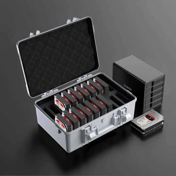 ORICO Hard Drive Case 3.5inch 20-Bay HDD/SSD Multi-Protection Storage Box Suitcase with Foam Shockproof Anti-Static MoistureProof Travel Bag -PSC L20