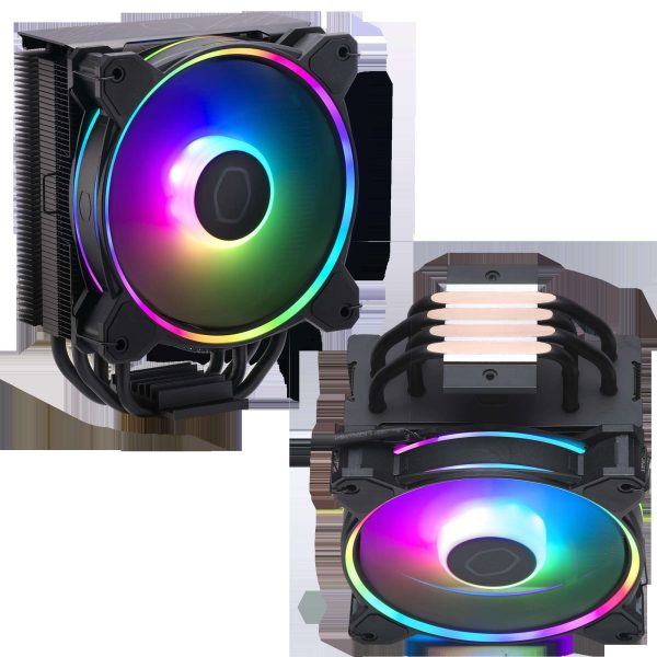 Cooler Master Hyper 212 Halo Black CPU Air Cooler, MF120 Halo² Fan, Dual Loop ARGB, Aluminum Top Cover, 4 Copper Heat Pipes, 154mm (H) for AMD Ryzen AM5/AM4, Intel LGA1700/1200 (RR-S4KK-20PA-R1)