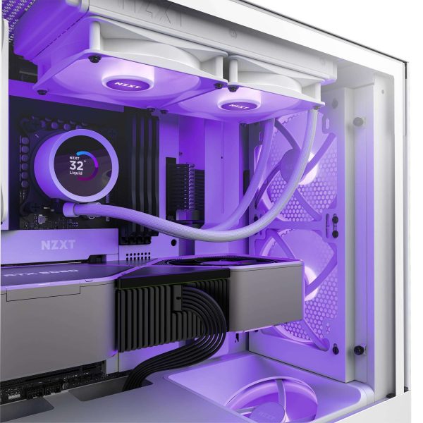 NZXT F120 RGB Core Fan - RF-C12TF-W1 - 120mm Hub-Mounted RGB Fan - Sublime RGB Lighting - PWM Control - Triple, 120mm Case Fan - White