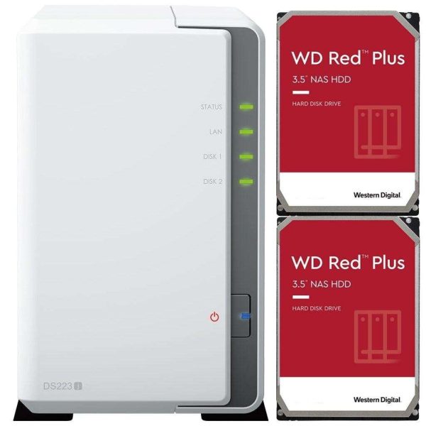 Synology DS223j 2-Bay NAS with 1GB RAM and 8TB (2 x 4TB) of Western Digital Red Plus Drives Fully Assembled and Tested By CustomTechSales - 6TB (2 x 3TB)
