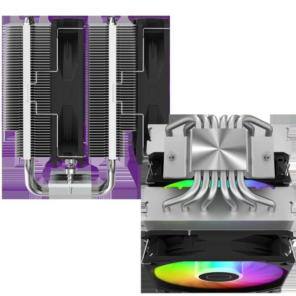 Cooler Master Hyper 620S Dual Tower CPU Air Cooler, ARGB Sync, 120mm PWM Fan, 6 Copper Direct Contact Heat Pipes, 154.9mm Tall, Brackets AMD Ryzen AM5/AM4, Intel LGA1700/1200 (RR-D6NA-17PA-R1)