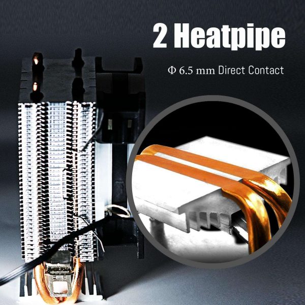 GLOTRENDS CPU Cooler for Intel CPU, 2 Heat Pipes, TDP 95W, 4 PIN 92mm PWM Fan, Compatible with LGA 1700/1200/1156/1155/1151/1150/775 Socket