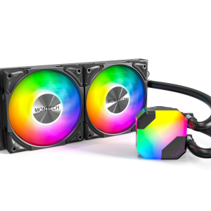 MONTECH HyperFlow ARGB 360 - AIO CPU Liquid Cooler, Intel&AMD Compatible, Chart-Topping Performance, Enhanced 3100RPM Water Pump Design, 3X Metal Pro 12 ARGB Ultimate Cooling Fans - Black - 2 Fan Slots (120 mm),Black,240mm,Black