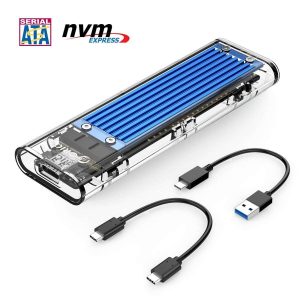 ORICO TCM2-C3 Aluminum USB 3.1 Gen2 Type-C NVMe M.2 Hard Drive Enclosure 10Gbps Date Transfer Rate Support UASP Protocol with Type-C to C Cable - Red - Blue,USB 3.1 Type-C,1,M.2 NVMe / NGFF SSD,1 Bay