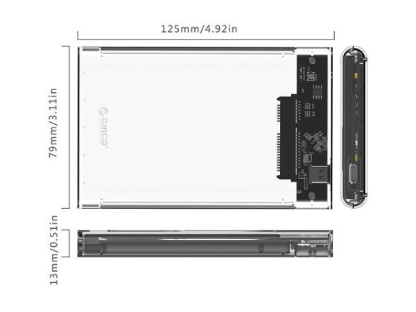 ORICO 2.5'' Hard Drive Enclosure Type-C USB 3.1 Gen2 to SATA 6Gbps Computer External HDD Enclosure for 7 9.5mm HDD SSD Support UASP Compatible WD Seagate Toshiba Samsung Hitachi PS5-2139C3-G2