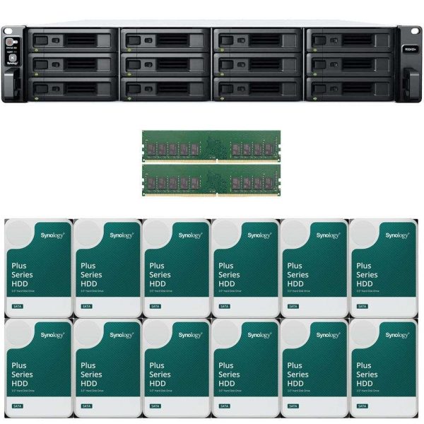 Synology RS2423+ 12-Bay NAS with 8GB RAM and 48TB (12 x 4TB) of Synology Plus Series Drives Fully Assembled and Tested By CustomTechSales - 16GB,96TB (12 x 8TB)